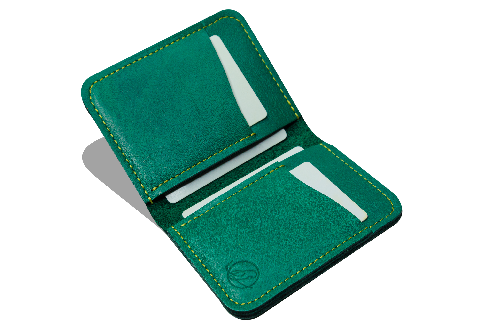 Simple Vertical Wallet | Emerald & Gold